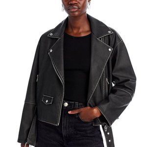 Black BLANKNYC Faux Leather Belted Moto Jacket Size XS